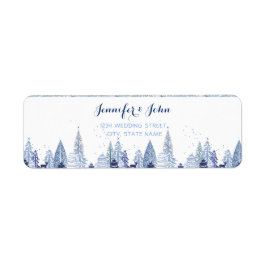 水彩ウッドランド冬のウェディングリターンラベル ラベル