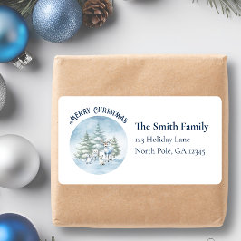 水彩ウッドランド動物クリスマス ラベル