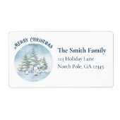 水彩ウッドランド動物クリスマス ラベル (正面)