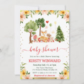 水彩ウッドランド動物ピクニックベビーシャワー 招待状 (正面)