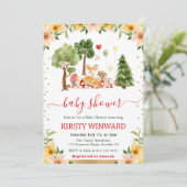 水彩ウッドランド動物ピクニックベビーシャワー 招待状 (スタンド正面)