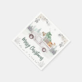 水彩ウッドランド動物フローラクリスマス スタンダードカクテルナプキン (角)