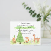 水彩ウッドランド動物仮想誕生日パーティー ポストカード (スタンド正面)