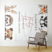 水彩ウッドランド動物赤ちゃんシャワー写真支柱 タペストリー (インサイチュ(横))