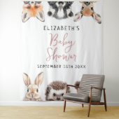 水彩ウッドランド動物赤ちゃんシャワー写真支柱 タペストリー (インサイチュ)