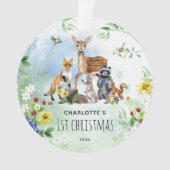 水彩ウッドランド森林動物1stクリスマス オーナメント (正面)