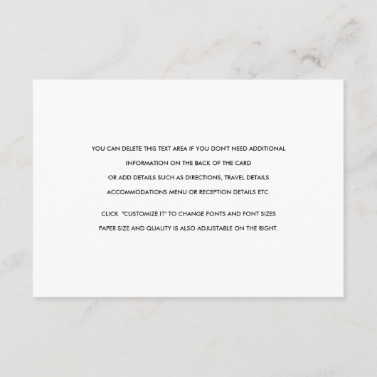 水彩ウッドランド結婚のインサート詳細カード エンクロージャーカード (裏面)