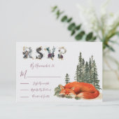 水彩ウッドランド結婚フォックスの応答カードRSVP 出欠カード (スタンド正面)
