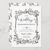 水彩ウッドランド結婚式招待状更新 招待状 (正面/裏面)