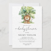 水彩ウッドランド雪獅子赤ちゃんシャワー 招待状 (正面)