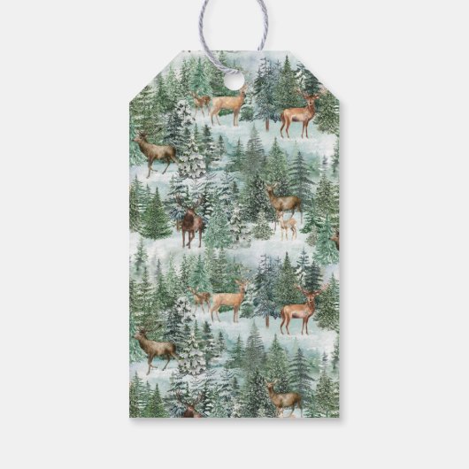 水彩ウッドラ素朴ンドディアクリスマス ギフトタグ (裏面)