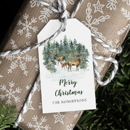水彩ウッドラ素朴ンドディアクリスマス ギフトタグ