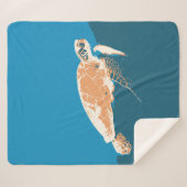 水彩ウミガメ動物野生動物自然アート シェルパブランケット (正面(横))