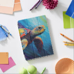 水彩ウミガメ手帳 iPad AIR カバー<br><div class="desc">水色のウミガメは、海を泳いで、オリジナルのアートワークニコール。</div>