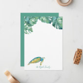 水彩ウミガメ文パーソナライズされた房具 ノートカード (正面/裏面インサイチュ)