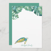 水彩ウミガメ文パーソナライズされた房具 ノートカード (正面/裏面)