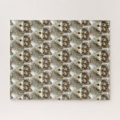 水彩ウルフヘッドグレー白黒色 ジグソーパズル (横)