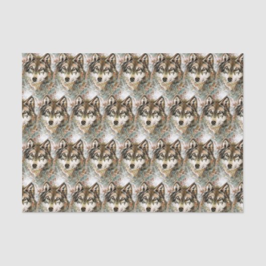 水彩ウルフヘッドグレー白黒色 薄葉紙 (正面)