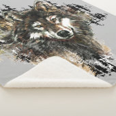 水彩ウルフマウンテンワイルドライフワイルドネスアート シェルパブランケット (3/4)