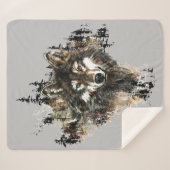 水彩ウルフマウンテンワイルドライフワイルドネスアート シェルパブランケット (正面(横))