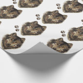 水彩ウルフ&トラックアニマル自然 ラッピングペーパー (角)