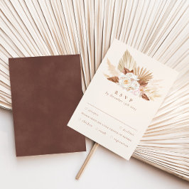 水彩エキゾチックなテラコッタフラワー&パンパスグラス 出欠カード