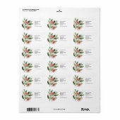 水彩エキゾチックな花とグリーンリーフ ラベル (フルシート)