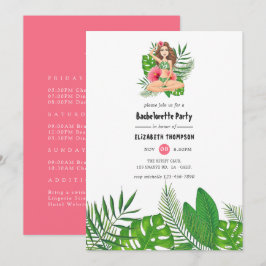 水彩エキゾチックアロハルアウ独身最後の週末 招待状