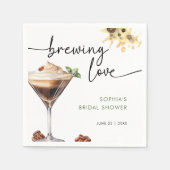 水彩エスプレッソマティーニ ブライダルシャワー スタンダードカクテルナプキン (正面)