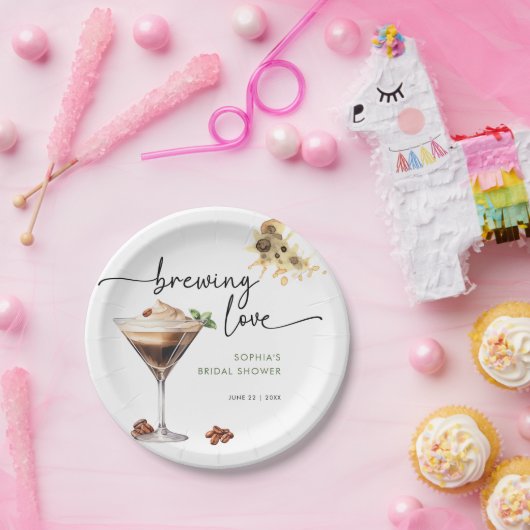 水彩エスプレッソマティーニ ブライダルシャワー ペーパープレート (パーティー)