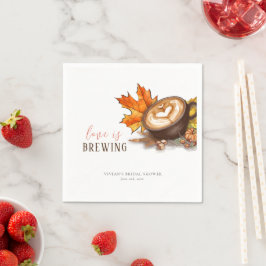 水彩エスプレッソラブイズブリューイング ブライダルシャワー スタンダードカクテルナプキン