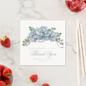 水彩エチェベリアと紫リボン スタンダードカクテルナプキン (インサイチュ)