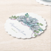 水彩エチェベリアと紫リボン ペーパーコースター (アングル)