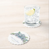 水彩エチェベリアと紫リボン ペーパーコースター (インサイチュ)