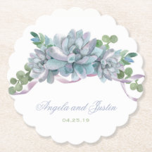 水彩エチェベリアと紫リボン