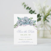 水彩エチェヴェリア紫リボン日付を保存 案内ポストカード (スタンド正面)