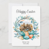 水彩エッグリースハッピーイースターファミリーフォト シーズンカード (正面)