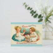 水彩エッグ素晴らしヴィンテージイースターグリーティング シーズンポストカード (スタンド正面)