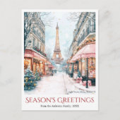 水彩エッフェルタワースノウパリフランス シーズンポストカード (正面)