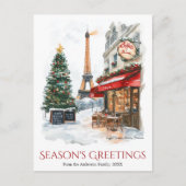 水彩エッフェルタワーパリフランストラベル シーズンポストカード (正面)