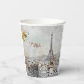 水彩エッフェルタワーパリフランス紙カップ 紙コップ (裏面)