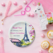水彩エッフェルタワーパリ1st誕生日パーティー ペーパープレート (パーティー)