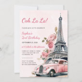 水彩エッフェルタワーパリ2nd誕生日パーティー 招待状 (正面)