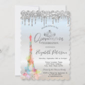 水彩エッフェルタワー、ドリップスシルバーキンセニェラ 招待状 (正面)