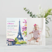 水彩エッフェルタワーParis 2nd Birthday Photo 招待状 (スタンド正面)