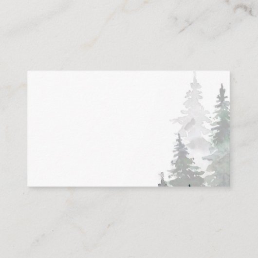 水彩エバーグリーンウィンターフォレストサンキューカード エンクロージャーカード (裏面)