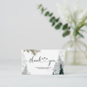 水彩エバーグリーンウィンターフォレストサンキューカード エンクロージャーカード (スタンド正面)