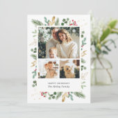 水彩エバーグリーン,緑と金ゴールド,写真3枚 シーズンカード (スタンド正面)