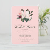 水彩エメラルドグリーンのハイカジュアルフラワーブライダルシャワー 招待状 (スタンド正面)