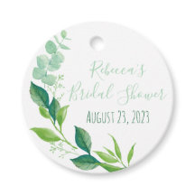 水彩エユーカリプタスのウェディングシャワー フェイバータグ